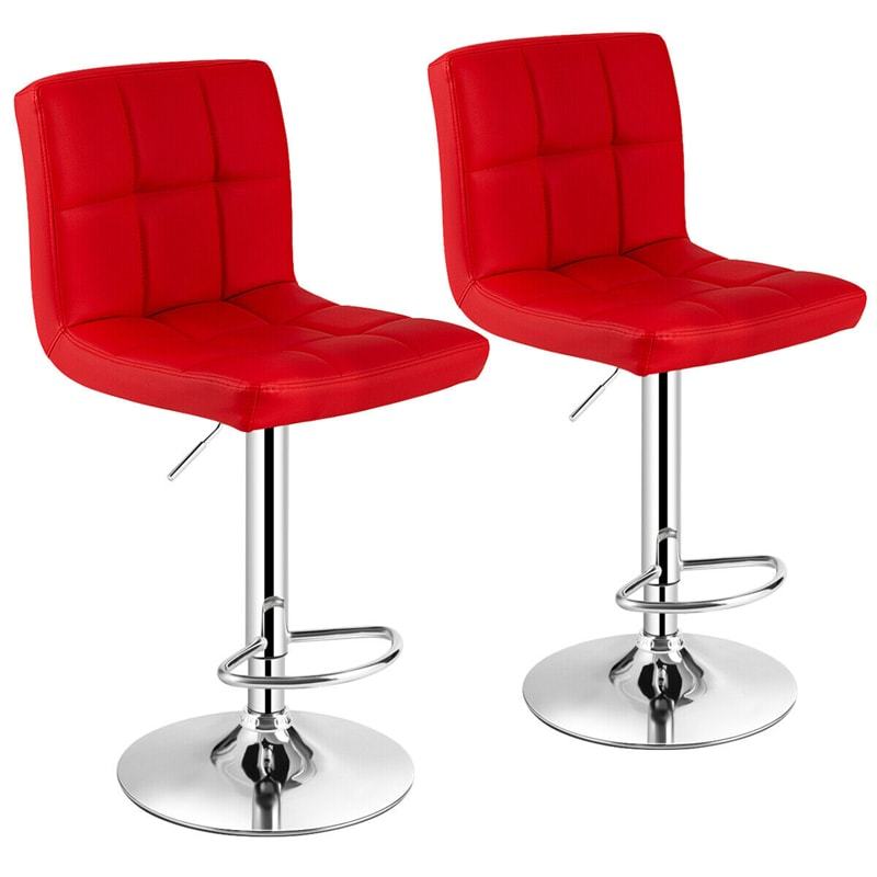 Swivel Bar Stools Set of 2 w/Adjustable Height & Back, Modern PU Leather Armless Counter Height Bar Chairs for Kitchen Island, Home Bar, Dining
