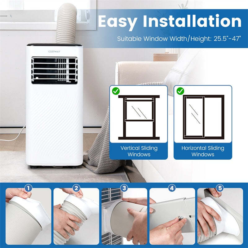 10000 BTU Portable Air Conditioner 4-in-1 AC Unit Cooling Fan Dehumidifier with Sleep Mode Remote Control & Window Kit Child Lock