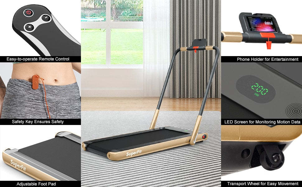 2.25HP 2-in-1 Folding Under Desk Treadmill Installation-Free with LED Display