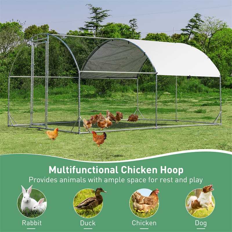 12.5ft Metal Chicken Coop Run Galvanized Walk-in Poultry Cage Hen Run House Outdoor Rabbit Hutch with Cover