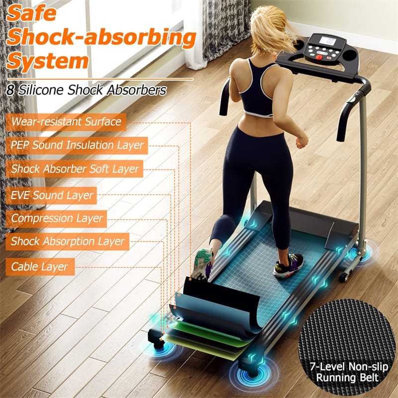 800W Folding Treadmill, Electric Motorized Running Machine with LED Display, 12 Preset Programs, Pulse Sensor & Built-in Wheels for Home Use