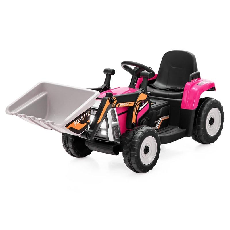12V Kids Ride-On Excavator Tractor Car Electric Construction Vehicle with Adjustable Digging Bucket & Remote Control
