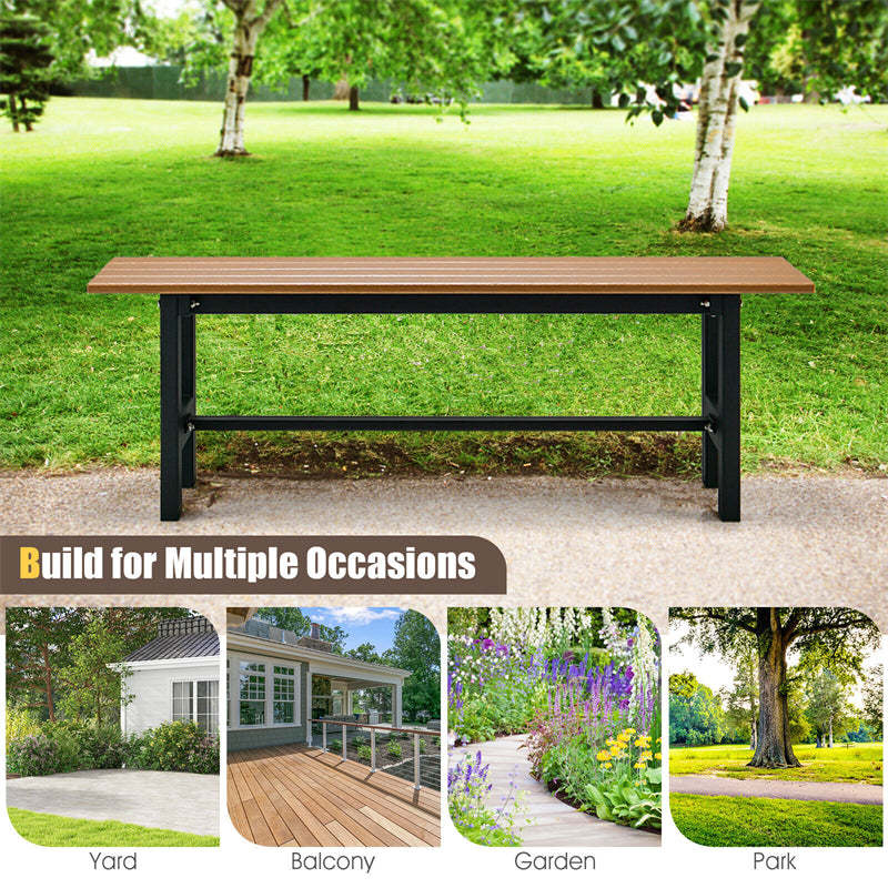 All Weather HDPE 2-Person Outdoor Garden Bench 47" Metal Frame Backless Patio Bench for Backyard Lawn