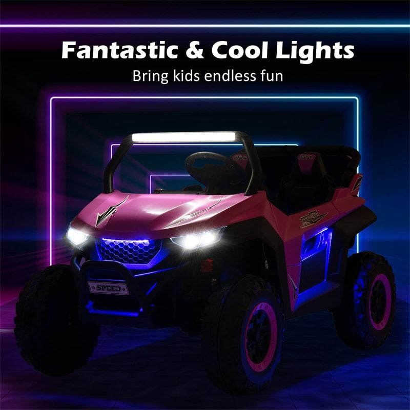 12V 2-Seater Ride On UTV, Kids Electric Vehicle with Remote Control, LED Lights, Music & Storage, Battery Powered Off-Road Car for 3-8 Years
