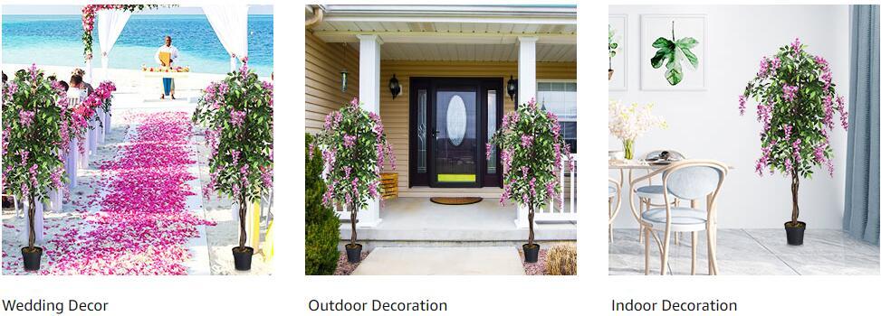 6 FT Ficus Artificial Tree Artificial Plants Wisteria Tree for Indoor Outdoor Office Living Room Décor