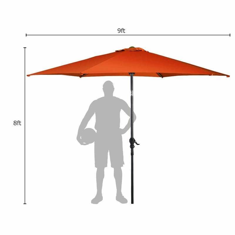 9FT Patio Umbrella Auto Tilt Market Umbrella with Crank & 8 Sturdy Steel Ribs, Outdoor Table Umbrella for Garden Yard Beach Deck