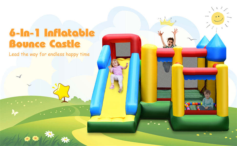 Multicolor Mighty Inflatable Bounce House Castle Jumper Moonwalk with 735W Blower