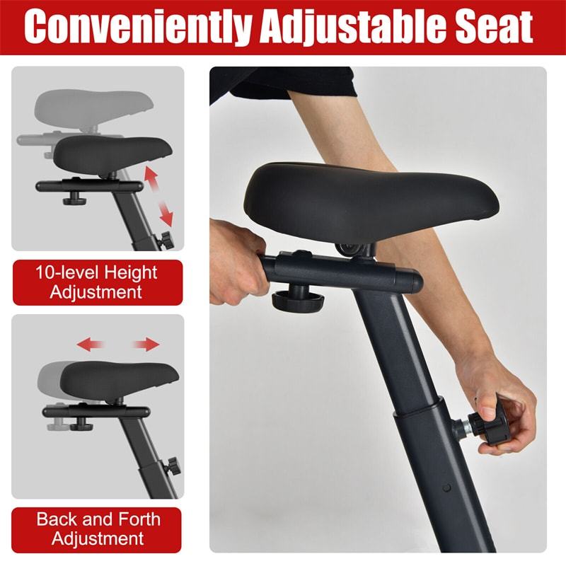 Upright Air Bike Fan Exercise Bike with LCD Display, Adjustable Seat, Phone Holder, Built-in Wheels, Unlimited Resistance for Home Gym Cardio Workout