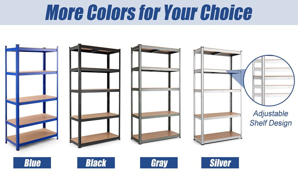 36" x 72" Heavy Duty Metal Storage Shelves 5 Tier Adjustable Garage Shelf Tool Utility Rack