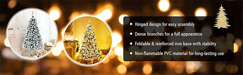 Pre-Lit PVC Snow Flocked Artificial Christmas Tree with LED Lights