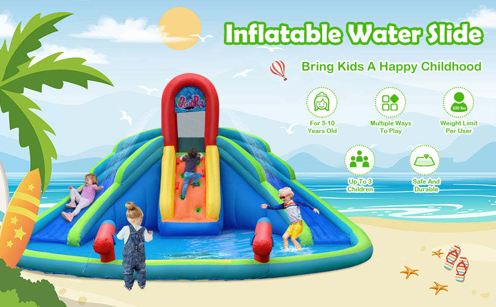 Inflatable Water Slide Bounce House with Mighty Splash Pool & 780W Air Blower