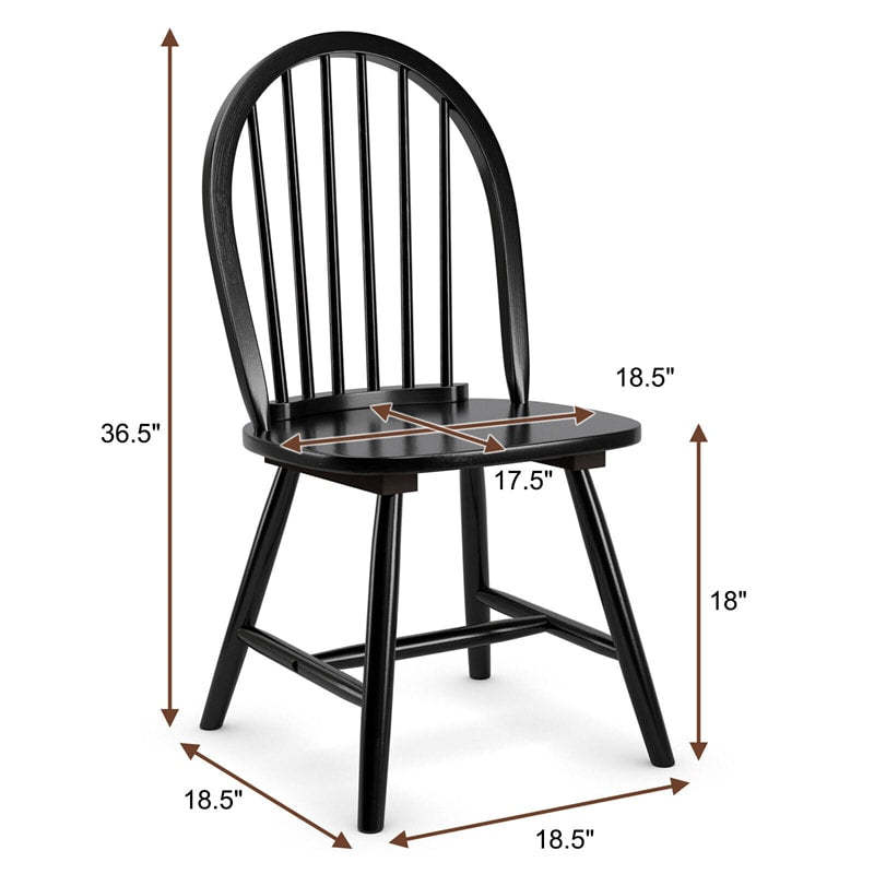 Windsor Chairs Set of 2, Vintage Wood Dining Chairs French Country Armless Spindle Back Dining Chairs for Kitchen Island