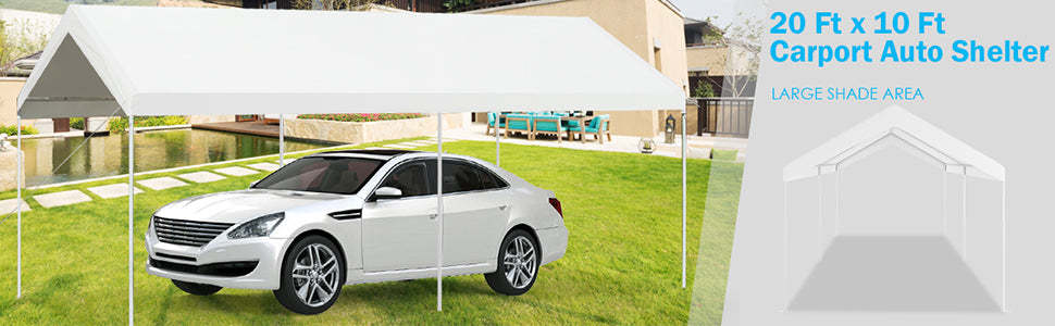 10 x 20 Feet Heavy Duty Portable Carport Outdoor Car Canopy Garage Shelter