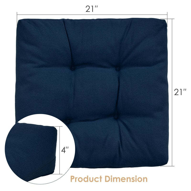 Set of 2 Waterproof Tufted Patio Chair Cushions with High Elasticity, 21" x 21" Deep Seat Square Pillows for Indoor & Outdoor Furniture