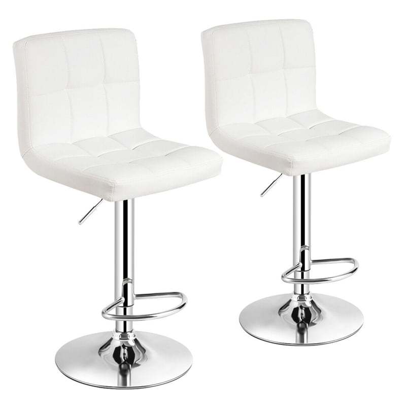 Swivel Bar Stools Set of 2 w/Adjustable Height & Back, Modern PU Leather Armless Counter Height Bar Chairs for Kitchen Island, Home Bar, Dining