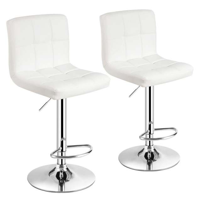 Swivel Bar Stools Set of 2 w/Adjustable Height & Back, Modern PU Leather Armless Counter Height Bar Chairs for Kitchen Island, Home Bar, Dining