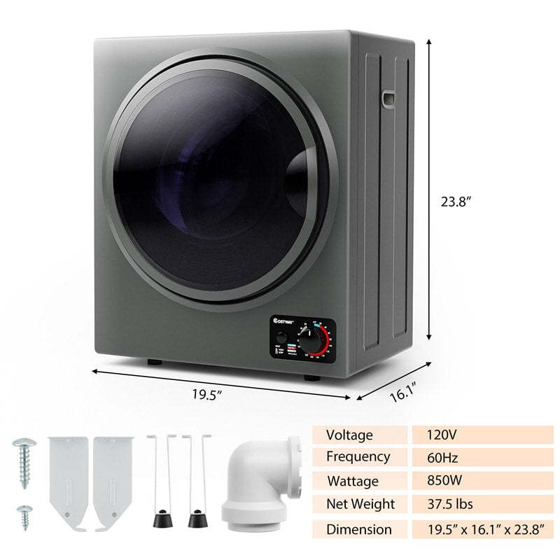 Portable Clothes Dryer, Compact 110V Electric Dryer with 4 Automatic Drying Mode & Stainless Steel Tub, Small Laundry Dryer for Apartment Dorm