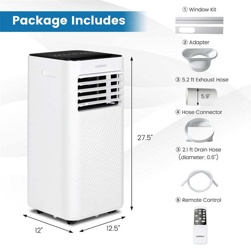 8000 BTU Portable Air Conditioner 4-in-1 AC Cooling Unit with Remote Control, Dehumidifier, Sleep Mode, Window Kit, Personal AC Unit for Bedroom