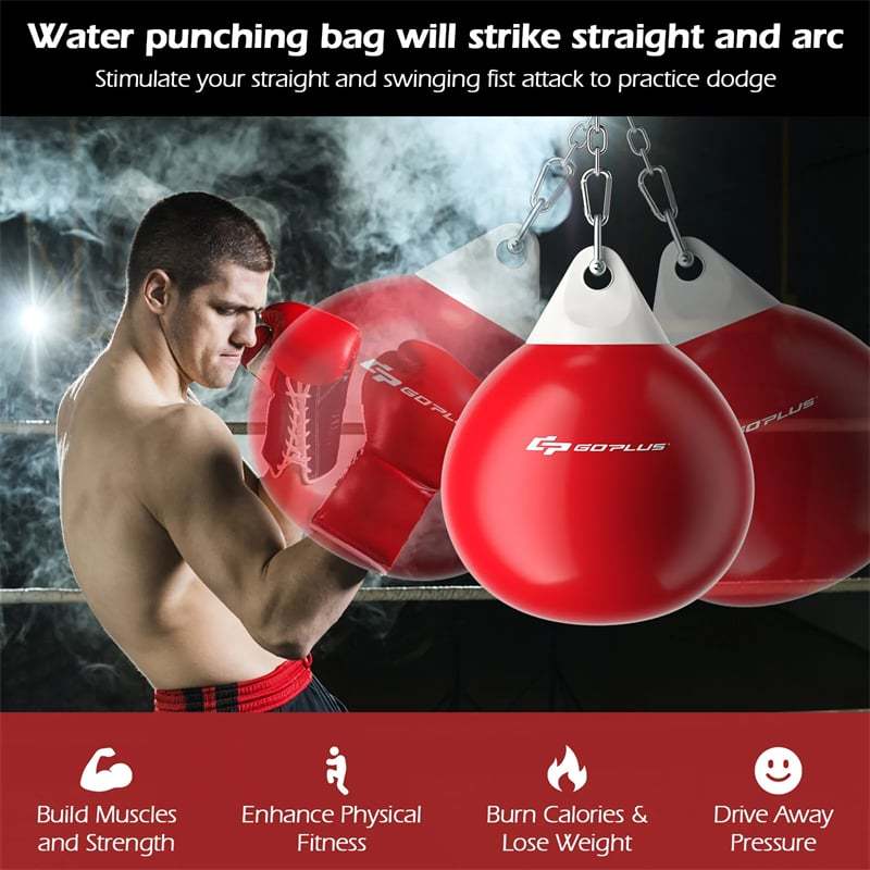 18" Water Aqua Punching Bag, 110LBS Heavy Bag with Adjustable Metal Chain & Water Injection Hose, Boxing Training Bag for Adults Fitness, MMA