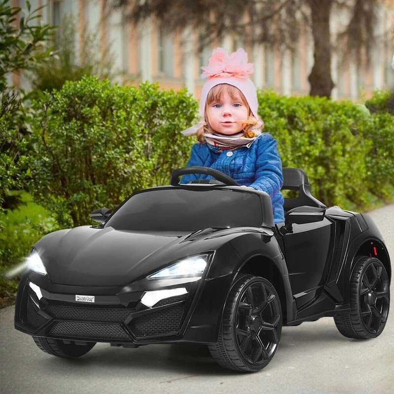 Kids Ride On Sports Car, 12V Battery Powered Electric Vehicle with Remote Control & LED Lights for Boys & Girls