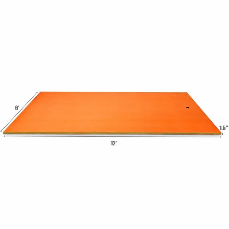 12' x 6' Floating Water Pad, 3 Layer Tear-Resistant XPE Foam Water Mat Roll-Up Floating Island for Pool Lake with Mooring Device & Straps