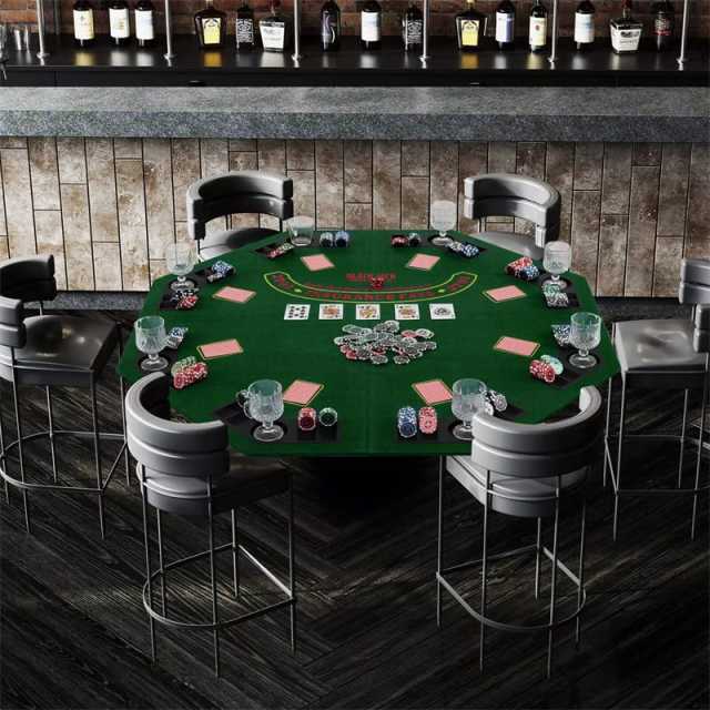 48" Folding Poker Table Top, 8-Player Portable Casino Card Game Top with Cup Holders, Chip Trays, Carrying Bag & Non-Slip Bottom for Family Fun