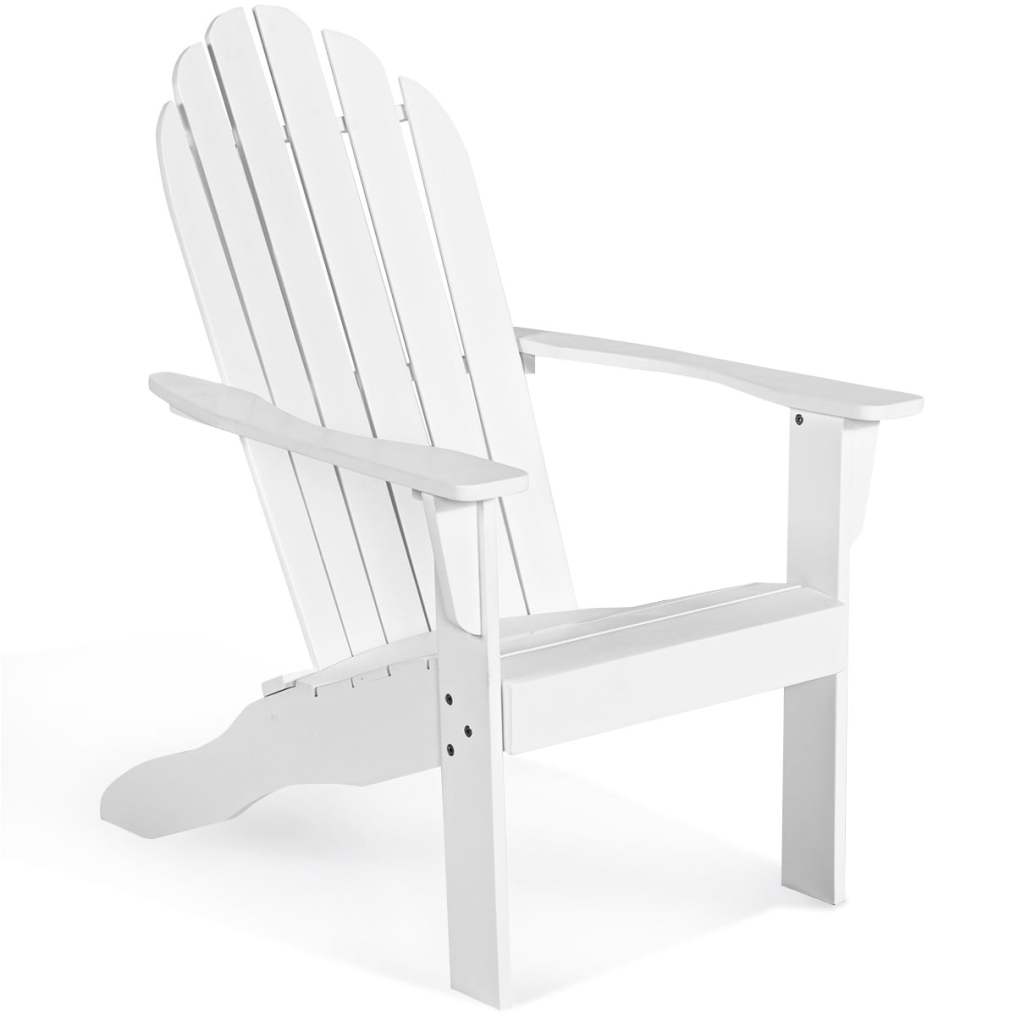 Outdoor Wooden Adirondack Chair, Acacia Wood Patio Lounge Armchair with Slatted Seat & 350lbs Capacity, Weather Resistant Deck Fire Pit Chair