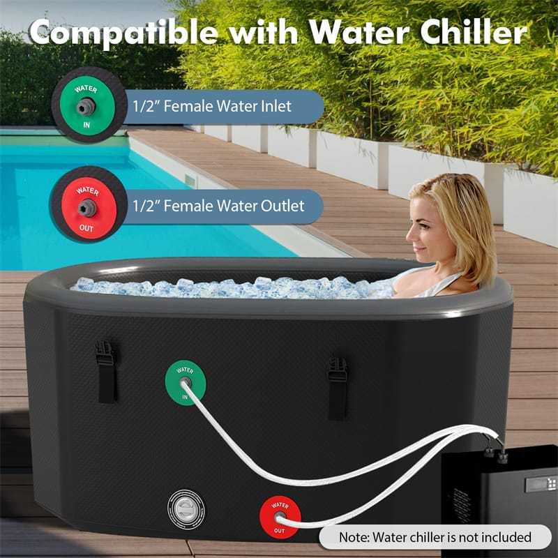 XL 129 Gal Oval Ice Bath Tub with Cover, Pump, Backpack, Portable Inflatable Cold Plunge Tub for Cold & Hot Therapy, Indoor/Outdoor Use