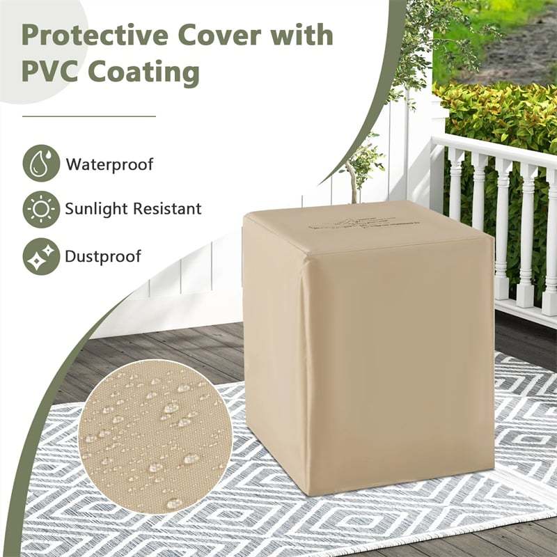 16" Terrazzo Hideaway Propane Tank Cover Table 20 LBS Square Gas Tank Holder Side Table with Protective Cover & Side Handles for Gas Fire Pits