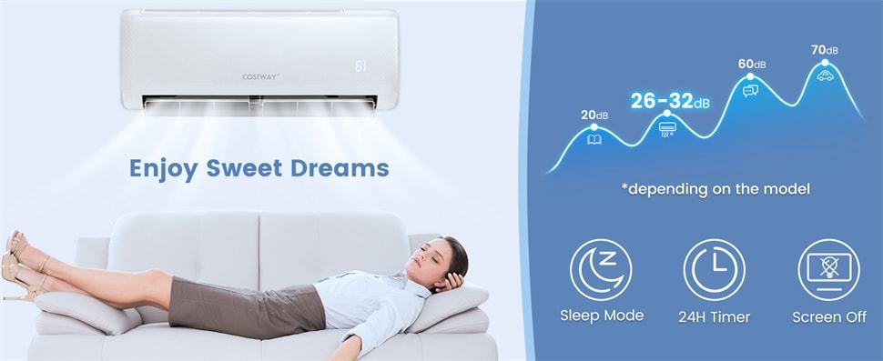 24000 BTU Mini Split Air Conditioner Energy Star w/ Heat Pump & Remote, 21 SEER2 208-230V Inverter AC Unit Works w/ Alexa, Google for Rooms 1500Sq.Ft