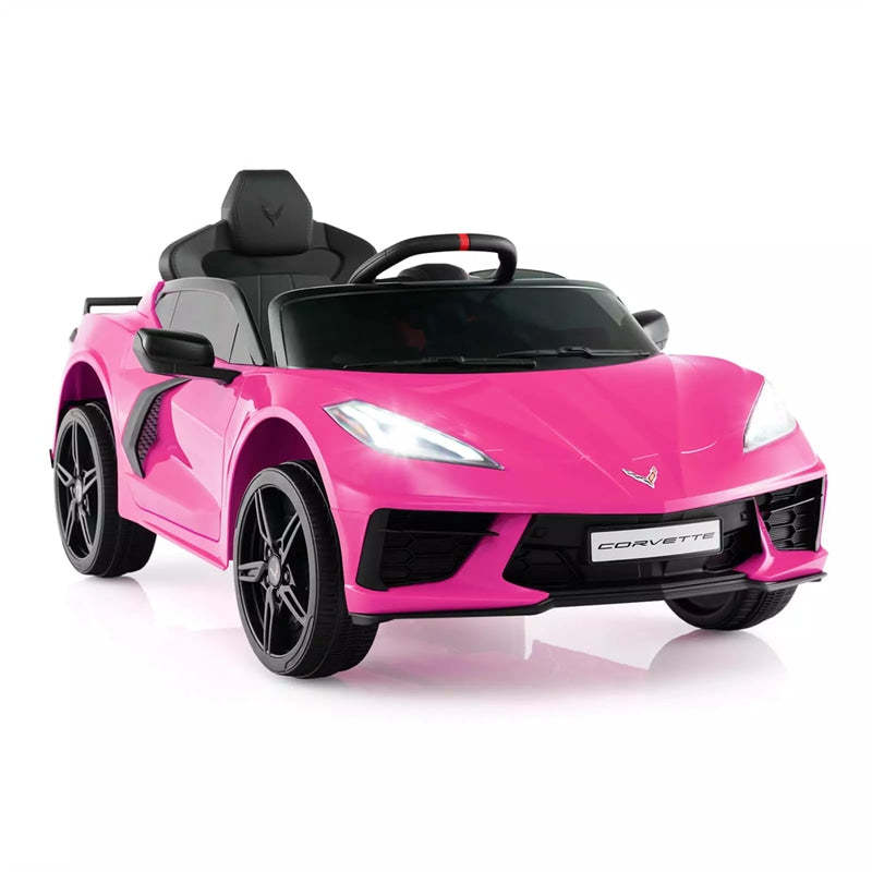 12V Kids Ride On Car Licensed Chevrolet Corvette C8 Electric Toy Car with Remote Control, Wireless Connection, Lights, Gift for Boys & Girls