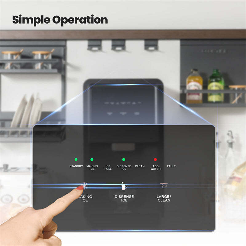 Self Dispensing Countertop Nugget Ice Maker 55 Lbs/24H Portable Stainless Steel Ice Machine with Self-Cleaning Function Filter LED Light
