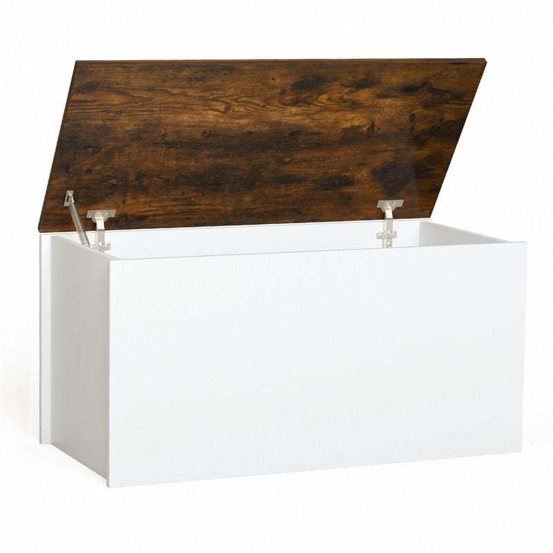 Flip-top Storage Chest with Pneumatic Rod & Safety Hinges 35.5” Storage Bench Deck Box for Toys Tools