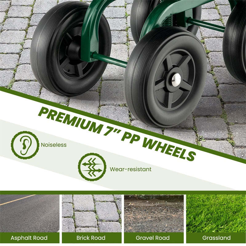 Heavy Duty Rolling Garden Cart Adjustable Height Utility Stool Cart with 360° Swivel Seat & Wheels