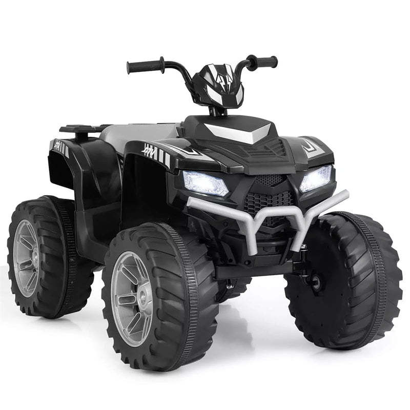 24V Kids Ride On ATV, Battery Powered Electric 4-Wheeler Quad Car with Wireless Connection & LED Lights for Boys/Girls Ages 3-8