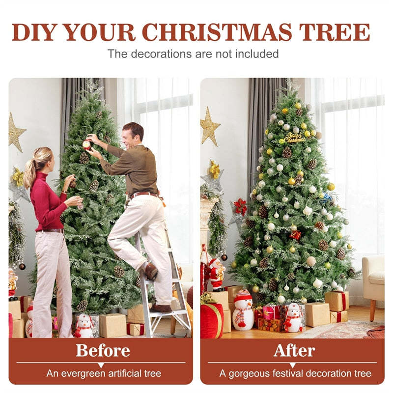 8ft Snow Flocked Hinged Artificial Christmas Tree with 1651 Branch Tips