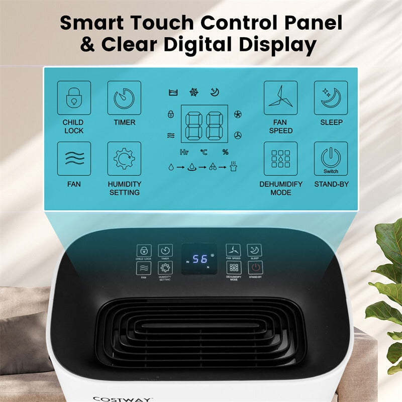 73-Pint Portable Dehumidifier for Home Basements, 4500 Sq.Ft Quiet Dehumidifier with 5 Modes & Auto Manual Drainage