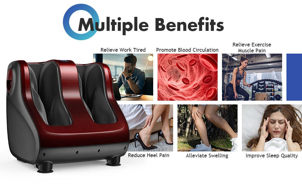 Shiatsu Foot and Calf Massager Vibration Foot Massager with Heat, Kneading, Adjustable Tilt Base & Remote Control