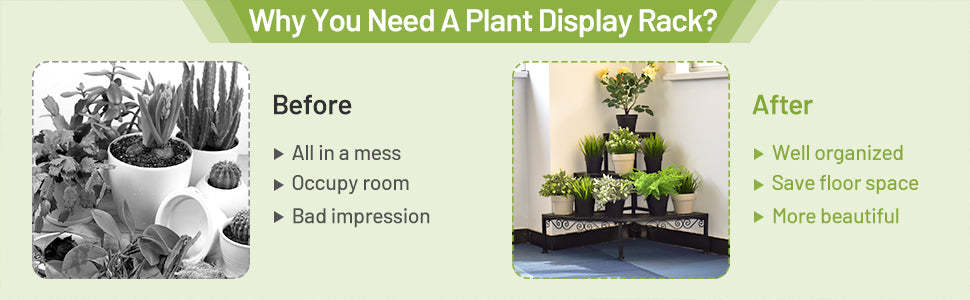 3 Tier Outdoor Metal Corner Plant Stand Ladder Display Shelf