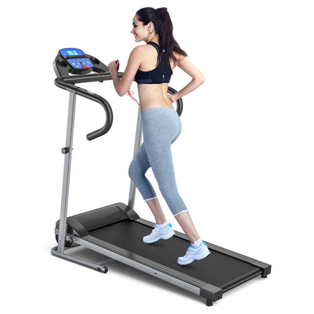 1100W Folding Treadmill, Compact Electric Motorized Running & Walking Machine with LCD Monitor, Heart Rate Sensor & 12 Preset Programs for Home Gym