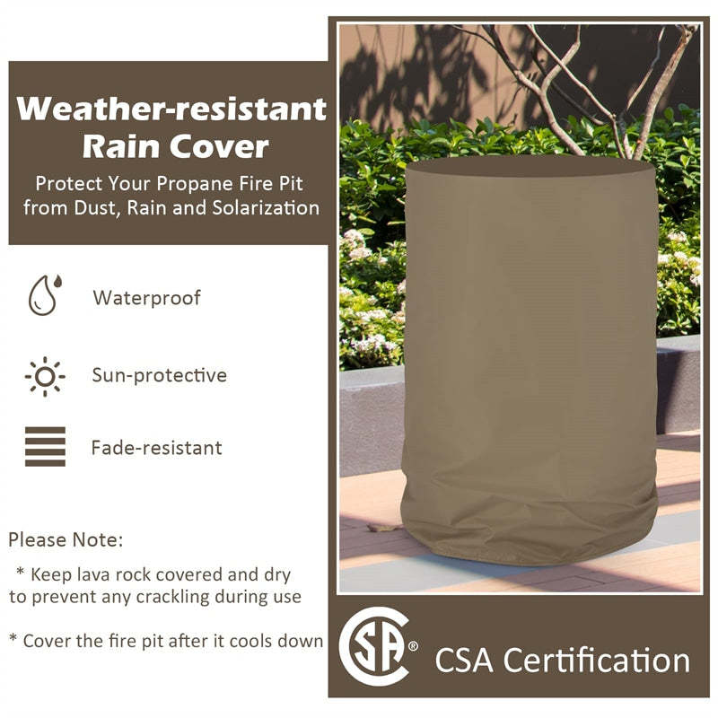 16" Electronic Ignition Round Patio Gas Fire Pit 30000 BTU Outdoor Gas Fireplaces with Waterproof Cover