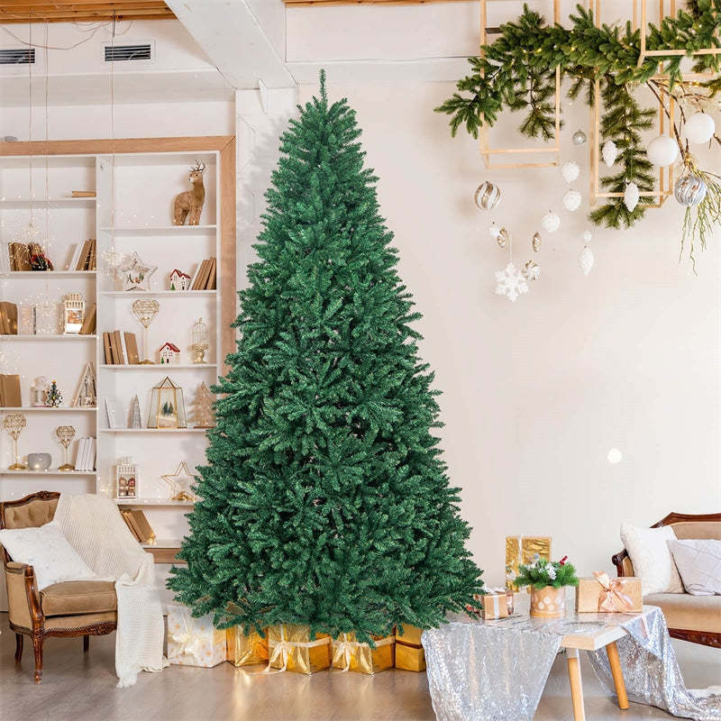 9Ft Hinged Douglas Artificial Christmas Tree 3594 Branch Tips with Foldable Solid Metal Stand