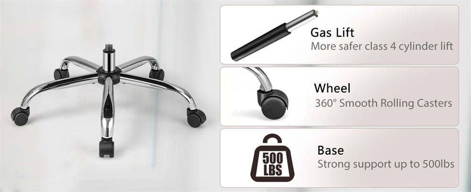 500lbs Height Adjustable Office Chair Swivel Computer Task Desk Chair Leather Executive Chair with Heavy Duty Metal Base