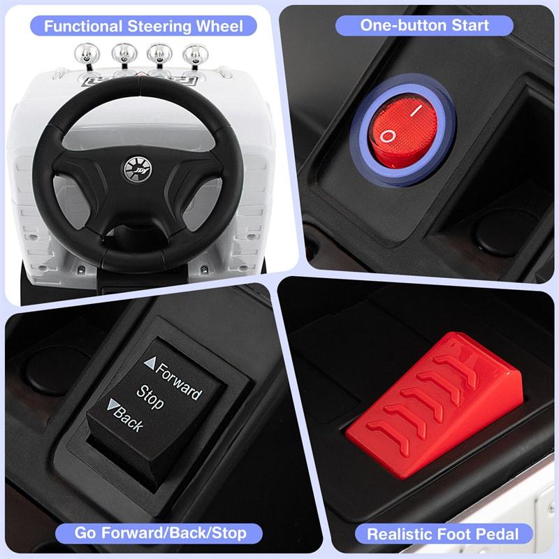 6V Battery Kids Ride on Car 2-in-1 Mini Ride On Truck Electric & Coasting Mode with Height Adjustable Seat & LED Lights