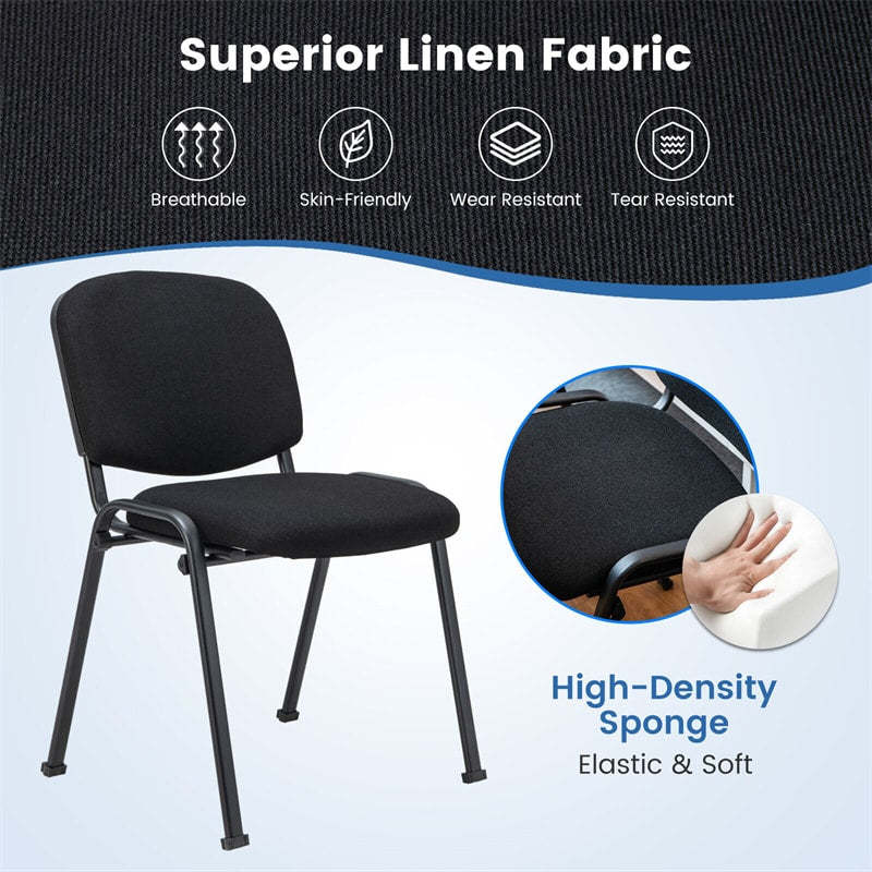 2-Pack Stackable Conference Chairs, Office Guest Chairs with Metal Frames & Padded Cushions, Ergonomic Reception Chairs for Waiting & Meeting Rooms