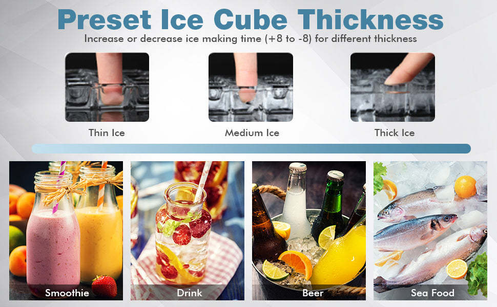180LBS/24H Stainless Steel Commercial Ice Maker Machine with Self-Cleaning Function