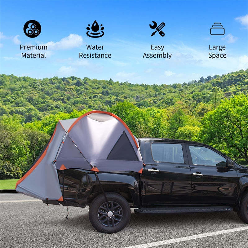 Waterproof Truck Bed Tent with Removable Rainfly, Mesh Windows & Carrying Bag, 2-Person Portable Pickup Tent for Camping, Travel, Hiking