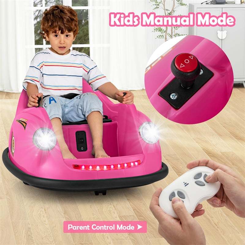 Kids Bumper Car 12V Electric Ride on Bumper Car 360° Spin with Remote Control, LED Lights, Battery Powered Baby Bumping Car Gift for Toddlers