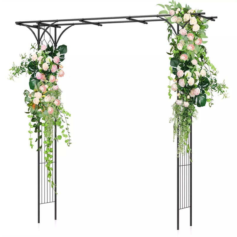 Metal Garden Arbor 81" Garden Arch Trellis Archway Patio Backyard Outdoor Wedding Arch for Climbing Plants Rose