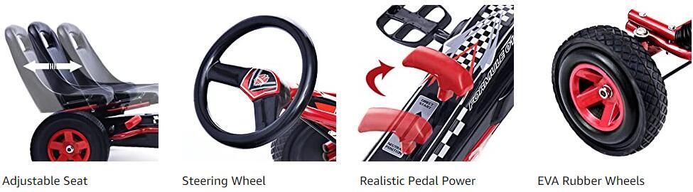 4 Wheel Kids Powered Ride On Pedal Go Kart Outdoor Racer Car